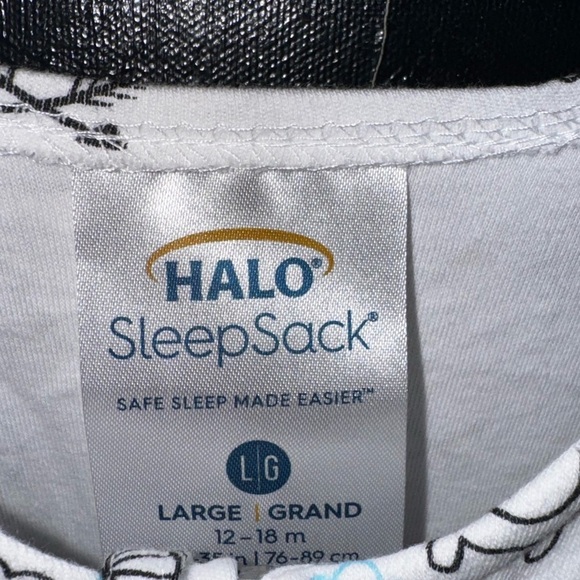 Halo SleepSack Black White Bear Print Size Large 12-18Mos Like New - Picture 5 of 6